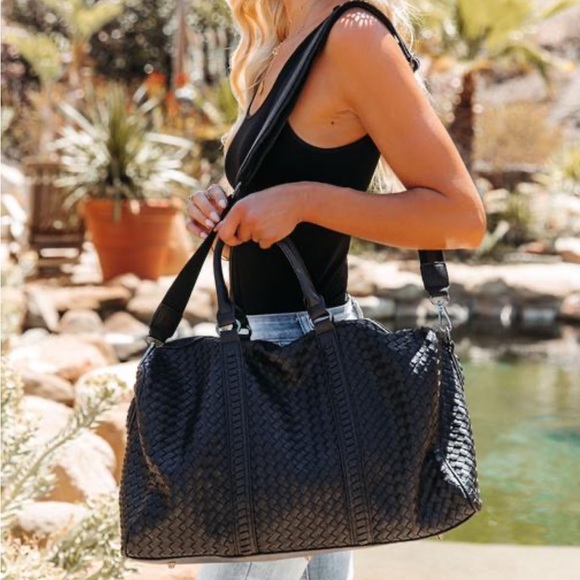 Vici Collection - Black Vegan Leather Duffle Bag - Picture 1 of 5